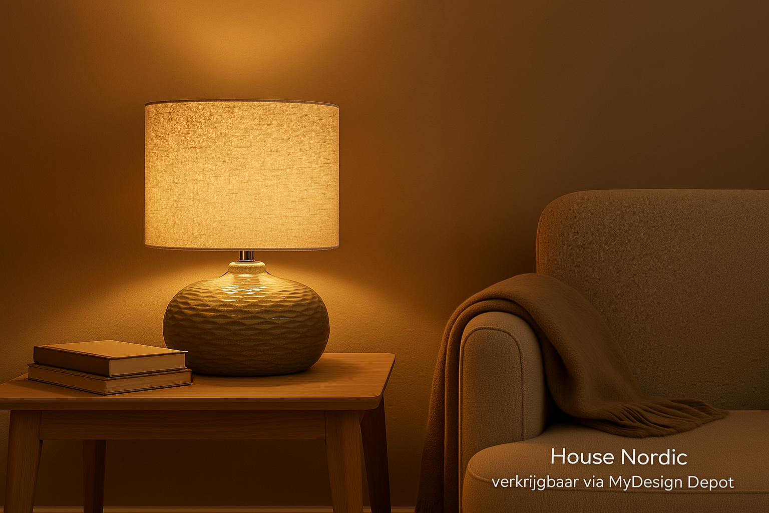 House Nordic Tafellamp Oldham – Groen Keramiek – Met Lampenkap – E27 Fitting